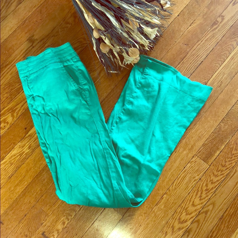 Anthropologie Level 99 Kelly Green Linen Pants